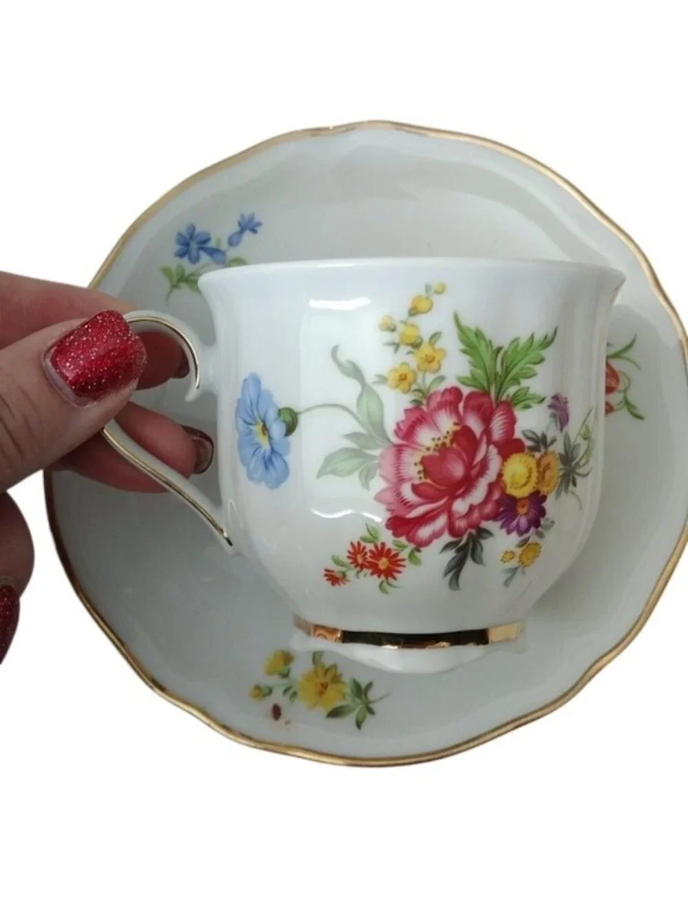 Schirnding Bavaria Tea Set Sandwich Tray Creamer Sugar Bowl Cups Saucers Dreden